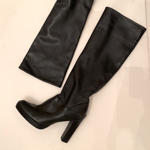 Stuart Weitzman Black Tall Platform Chunky Heel Soft Leather Knee Boot Celeb 🖤 - Picture 5 of 16